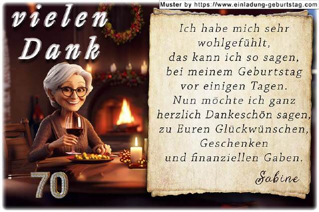 Die lustige Danksagungskarte zum Geburtstag mit der netten Dame
