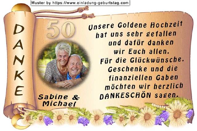 Danksagungskarte Goldene Hochzeit 02