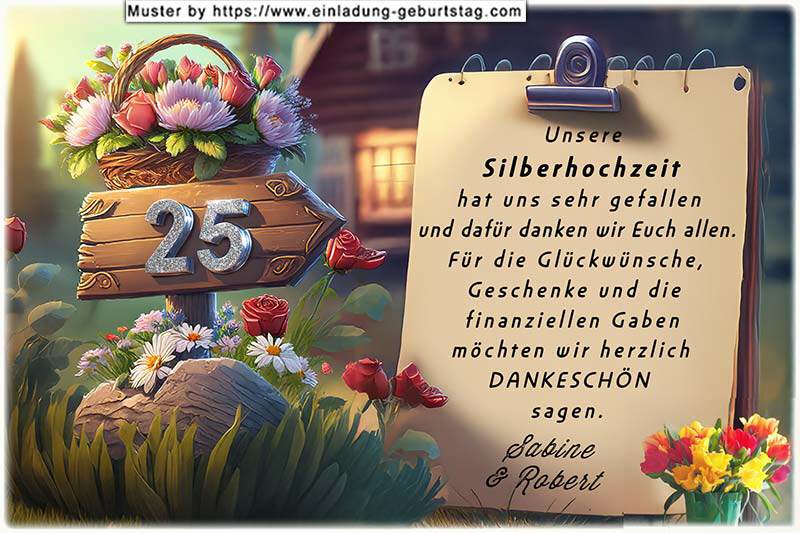 die Danksagungskarte zur Silberhochzeit 01