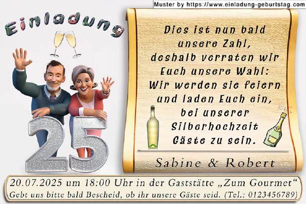 Einladungskarte Silberhochzeit lustig 17