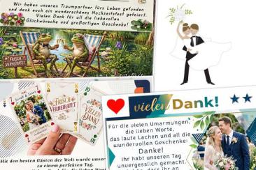 Dankeskarten zur Hochzeit, originell, lustig oder mit Ihrem Foto