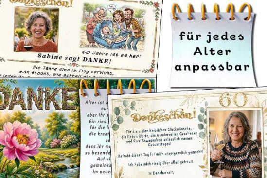 Danksagungskarten für Ihre Geburtstagsfeier in vielen Varianten