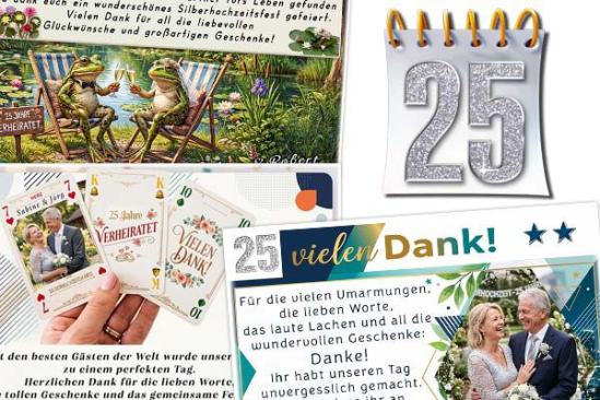 Danksagungskarten zur Silberhochzeit ,lustig, originell oder mit Foto