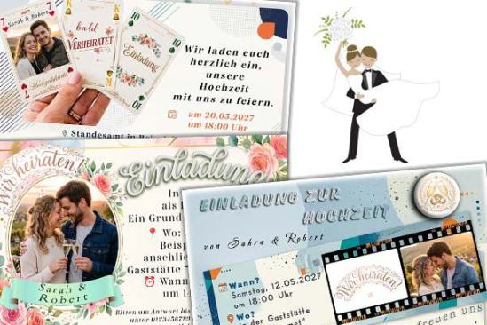 Einladungskarten zur Hochzeit mit Ihrem Foto und Ihrem eigenen Einladungstext