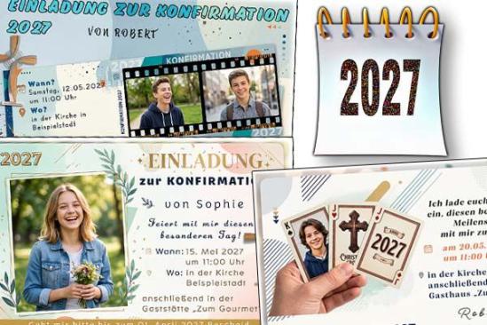 Einladungskarten zur Konfirmation 2027 mit deinem Foto