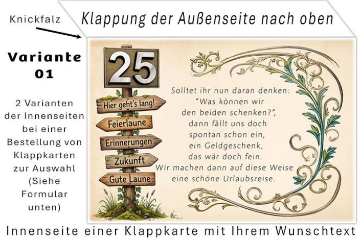 Beispielansicht der Innenseite einer Klappkarte bei der Bestellung von Einladungskarten zur Silberhochzeit Variante 01