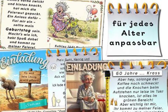 lustige Einladungskarten zum Geburtstag - Spaß von Anfang an - frei konfigurierbar