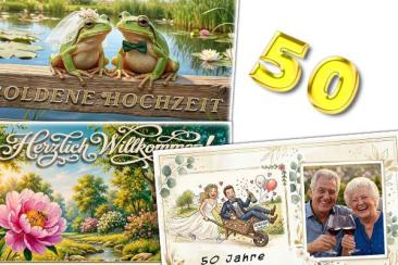 Tischkarten zur Goldenen Hochzeit als Platzkarten für Ihre Gäste
