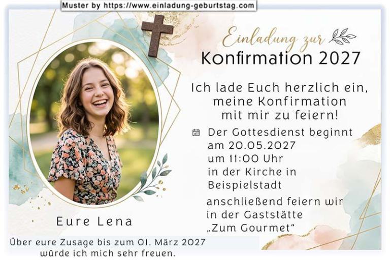 Die Einladung zur Konfirmation mit Foto oval ausgeschnitten im modernen Kartendesign
