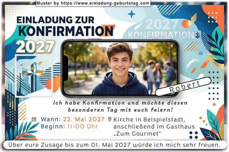 Die Einladung zur Konfirmation mit deinem Foto im Display eines Handys