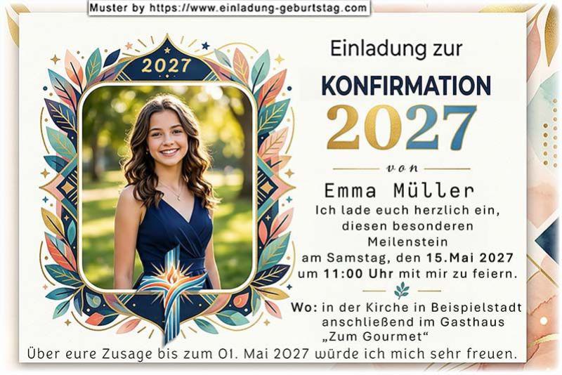 Die Einladung zur Konfirmation mit deinem Foto in einem originellen, modernen Rahmen