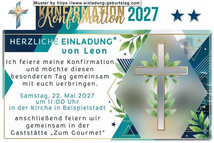 Die originelle Einladung zur Konfirmation mit dem Kreuz im modernen Stil