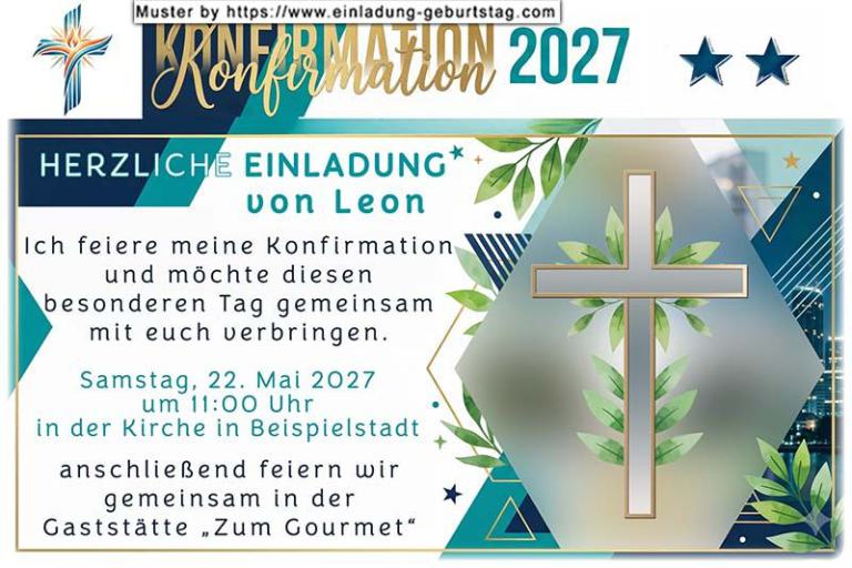 Die originelle Einladung zur Konfirmation mit dem Kreuz im modernen Stil
