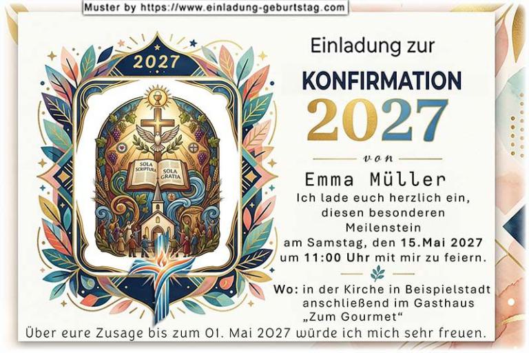 Die originelle Einladung zur Konfirmation mit dem modern umrahmten Bild