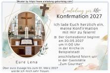 Die originelle Einladung zur Konfirmation mit dem ovalen Bild von einem Kreuz