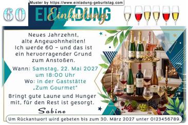 Die originelle Einladung zum Geburtstag mit dem Getränkearrangement, das Ihren Gästen zeigt, bei Ihrer Feier wird es ihnen gut gehen