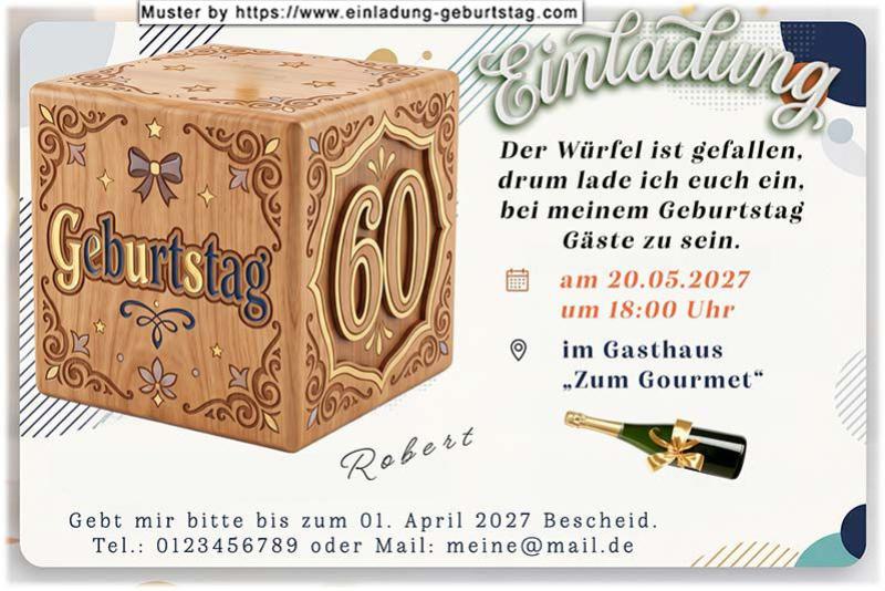Die originelle Einladung zum Geburtstag mit dem Würfel, an dessen Seite sich Ihr Alter befindet