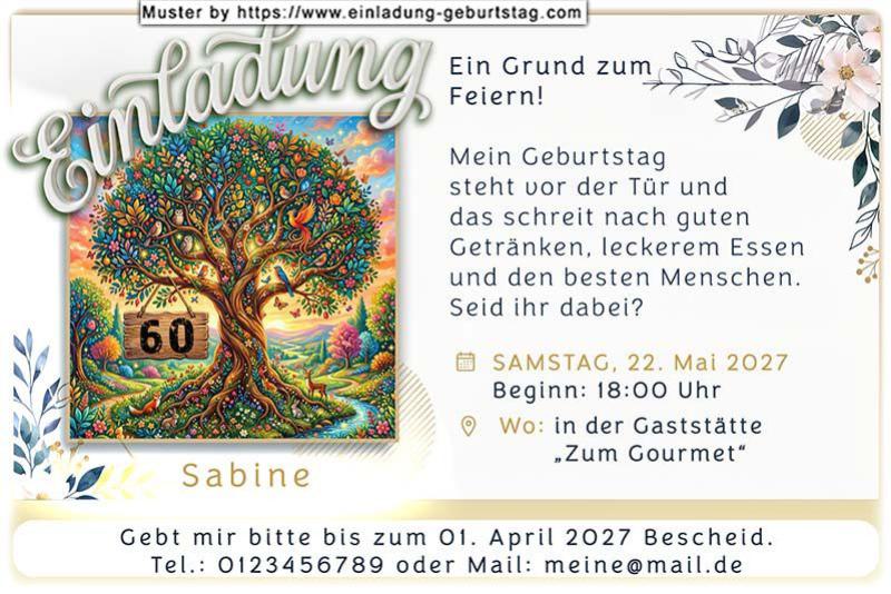 Die originelle Einladung zum Geburtstag mit dem Lebensbaum, an dem Ihr Alter hängt