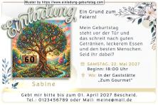 Die originelle Einladung zum Geburtstag mit dem Lebensbaum, an dem Ihr Alter hängt