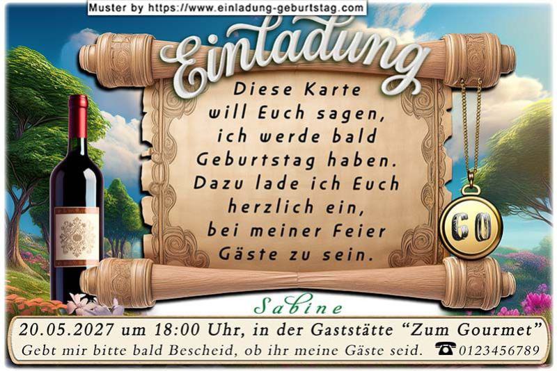 Die originelle Einladung zum Geburtstag mit der Schriftrolle, an der eine Münze mit Ihrem Alter hängt