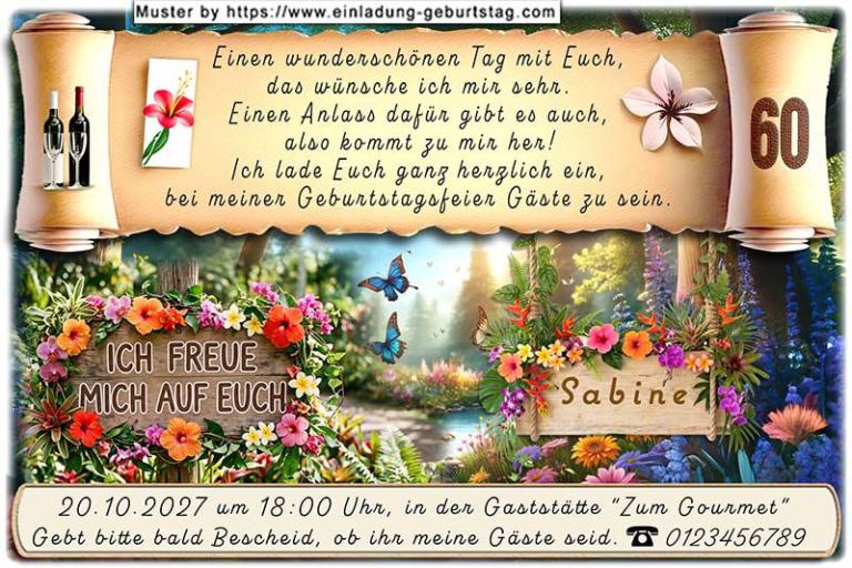 Die originelle Einladung zum Geburtstag mit einer wunderschönen Traumlandschaft als Hintergrund