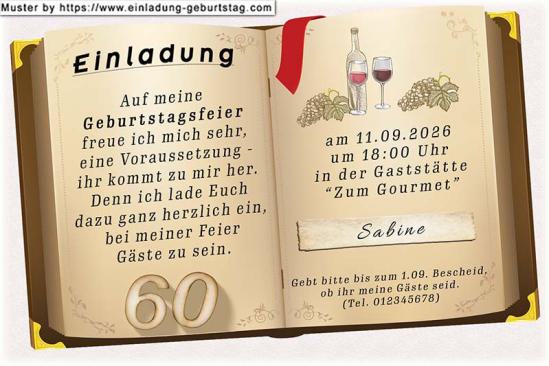 Die originelle Einladung zum Geburtstag - Ein aufgeschlagenes Buch dient für die Angaben zu Ihrer Geburtstagseinladung.