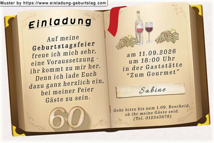Die originelle Einladung zum Geburtstag - Ein aufgeschlagenes Buch dient für die Angaben zu Ihrer Geburtstagseinladung.