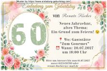 Die originelle Einladung zum Geburtstag mit Ihrem Alter floral umrahmt