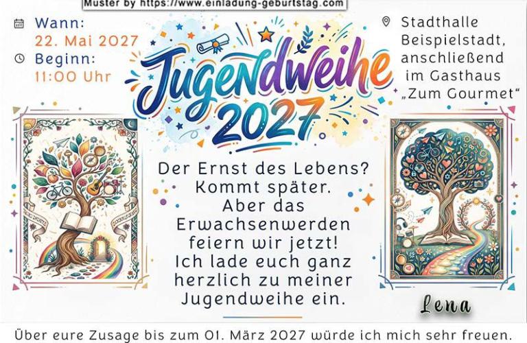 die originelle Einladung zur Jugendweihe mit den 2 Bildern