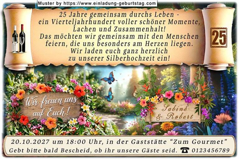 originelle Einladung zur Silberhochzeit - das wunderschöne Bild