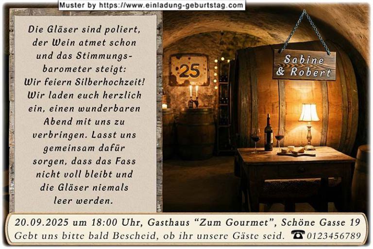 originelle Einladung zur Silberhochzeit - der Weinkeller