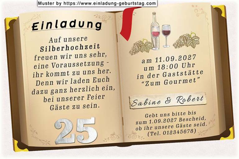 originelle Einladung zur Silberhochzeit - die Zahl 25 als Blumenarangement