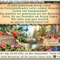 Die originelle Einladung zur Silberhochzeit mit Ihrem Text vor einer Traumlandschaft