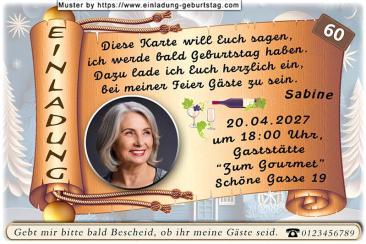 Die Einladung zum Geburtstag - Ihr Foto wird rund ausgeschnitten und in eine Schriftrolle eingesetzt
