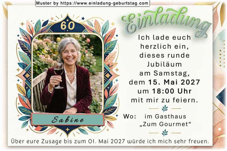 Die Einladung zum Geburtstag mit Ihrem Foto modern umrahmt.