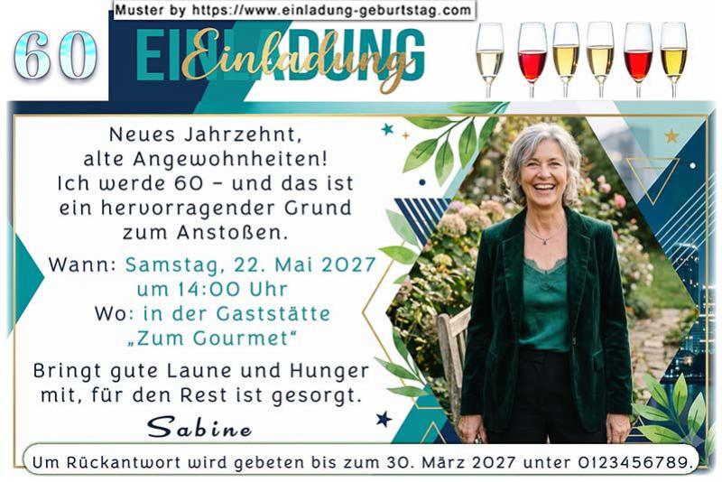 Die Einladung zum Geburtstag mit Ihrem Foto, das im Hochformat in die Karte eingesetzt wird.