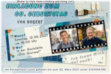 Die Einladung zum Geburtstag mit 2 Ihrer Fotos auf einem Filmstreifen.