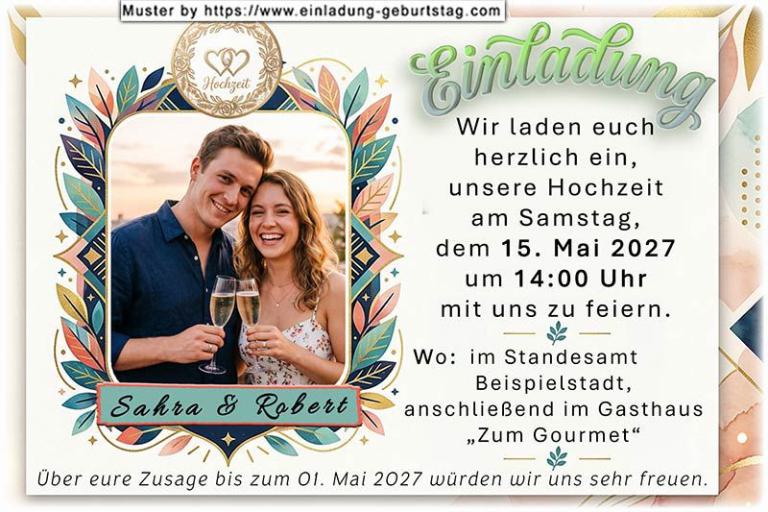 Die Hochzeitseinladung mit Ihrem Foto als Seie eines aufgeschlagenen Buches