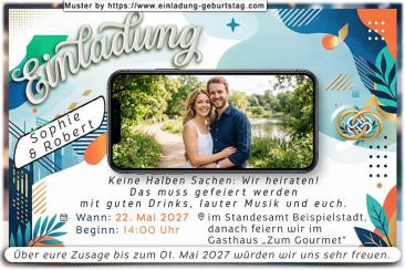 Die Einladung zur Hochzeit mit Ihrem Foto im Display eines Handys
