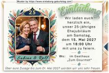 Die Einladung zur Silberhochzeit mit Ihrem Foto modern umrahmt.
