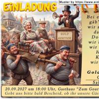 Bei einer Auktion wären Ihre 50 Ehejahre sehr viel Wert. Die lustige Einladung zur Goldenen Hochzeit mit dem Augenzwinkern.