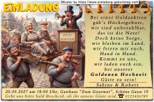 Bei einer Auktion wären Ihre 50 Ehejahre sehr viel Wert. Die lustige Einladung zur Goldenen Hochzeit mit dem Augenzwinkern.