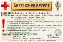 Ein spezielles ärtztliches Rezept für ein akutes Goldenes Hochzeitsjubiläum im fortgeschrittenen Stadium