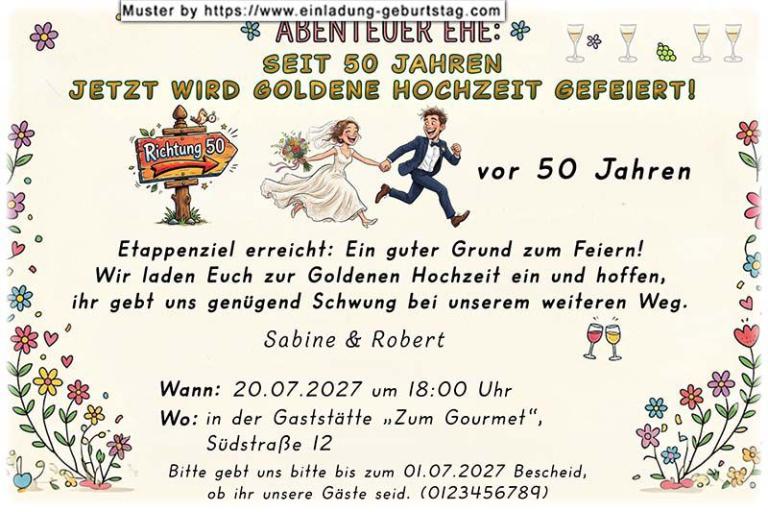 Einladung Goldene Hochzeit lustig - der lustige Sonderzug für Ihre Gäste - ab zur Goldenen Hochzeitsfeier