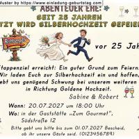 Die lustige Einladung zur Silberhochzeit - seit 25 Jahren - Ihr Abenteuer Ehe