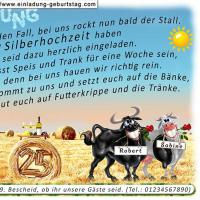 Die lustige Einladung zur Silberhochzeit - hier rockt bald der Stall - Bulle und Kuh laden ein