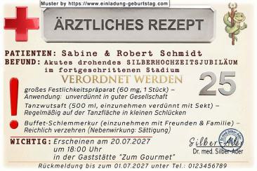Die lustige Einladung zur Silberhochzeit als Rezept wegen akut drohendem Silberhochzeitsjubiläum