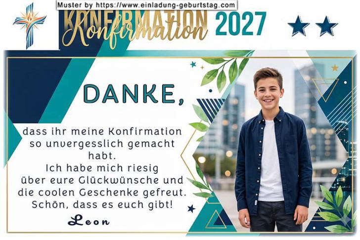die Danksagungskarte zur Konfirmation mit deinem Foto im Hochformat