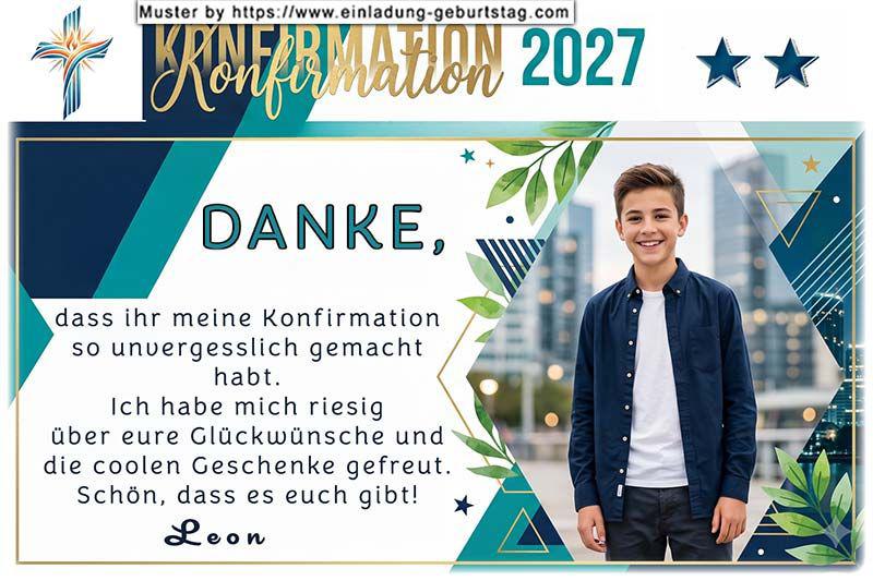 die Danksagungskarte zur Konfirmation mit deinem Foto im Hochformat