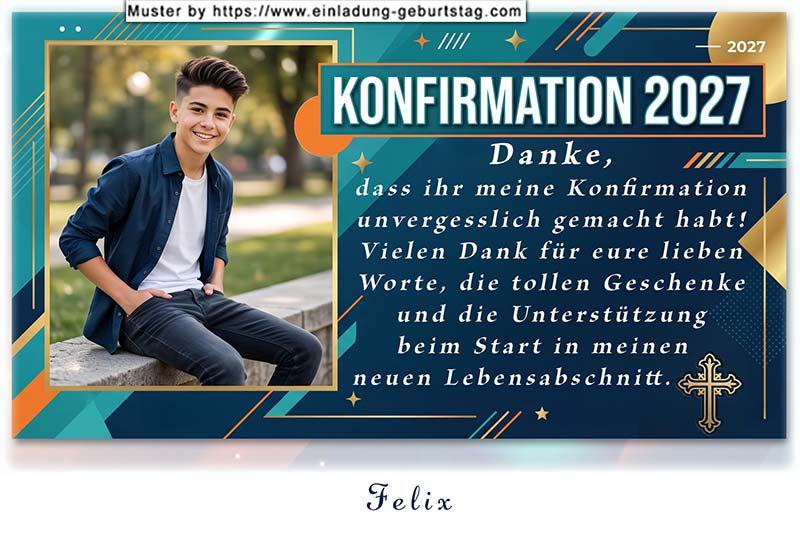 die Danksagungskarte zur Konfirmation mit deinem Foto dezent umrahmt